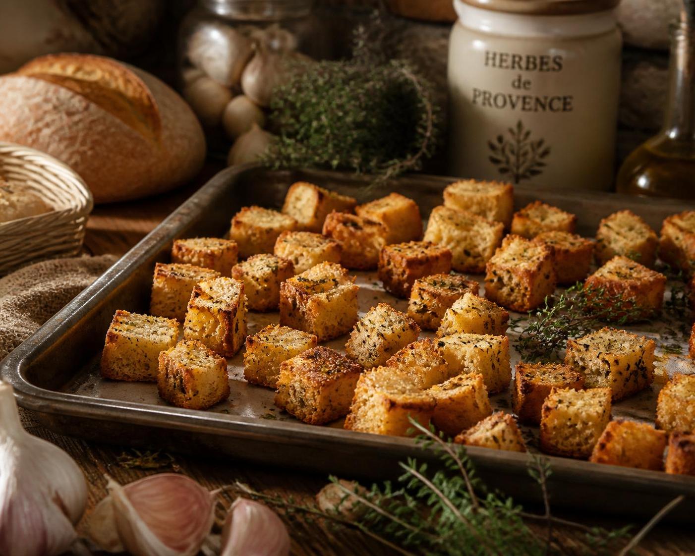 découvrez notre recette simple et saine de croûtons maison au four, parfaits pour un apéritif croustillant et gourmand.