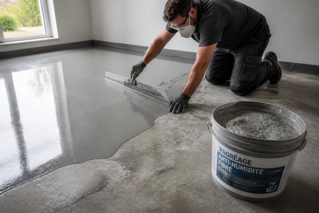 découvrez nos solutions de ragréage anti humidité avec des matériaux autolissants et fibrés, garantissant des sols parfaitement protégés et durables.