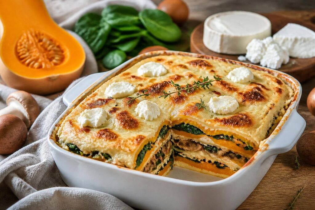 découvrez notre délicieuse recette de lasagne butternut avec des variantes savoureuses au chèvre, ricotta, champignons et épinards, pour un plat gourmand et équilibré.