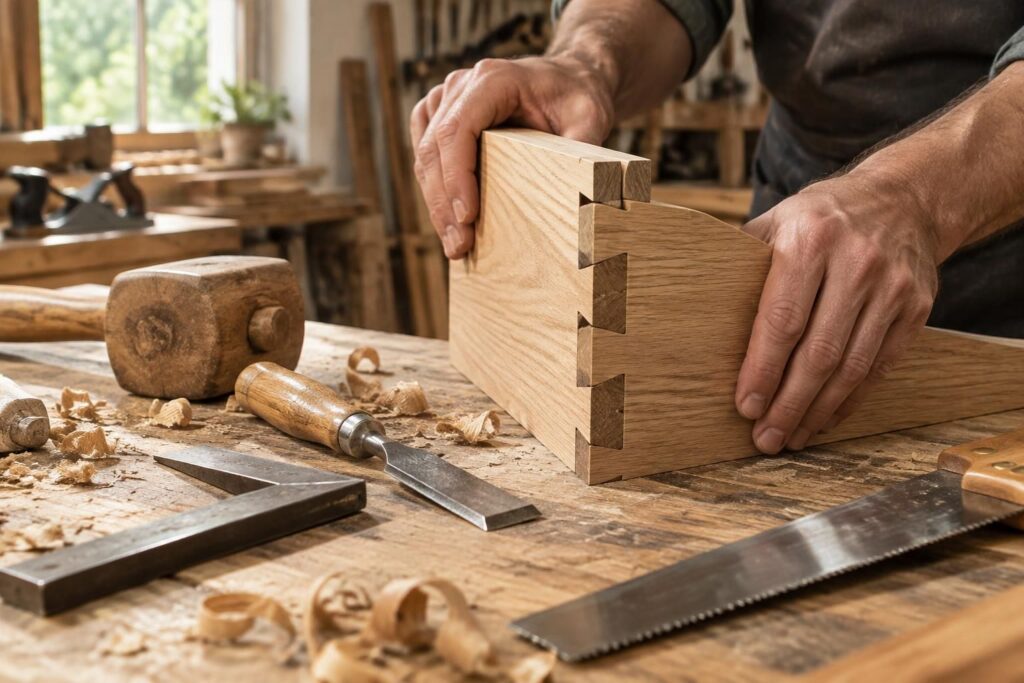 Assemblage à queue d’aronde en menuiserie et charpente : techniques et astuces