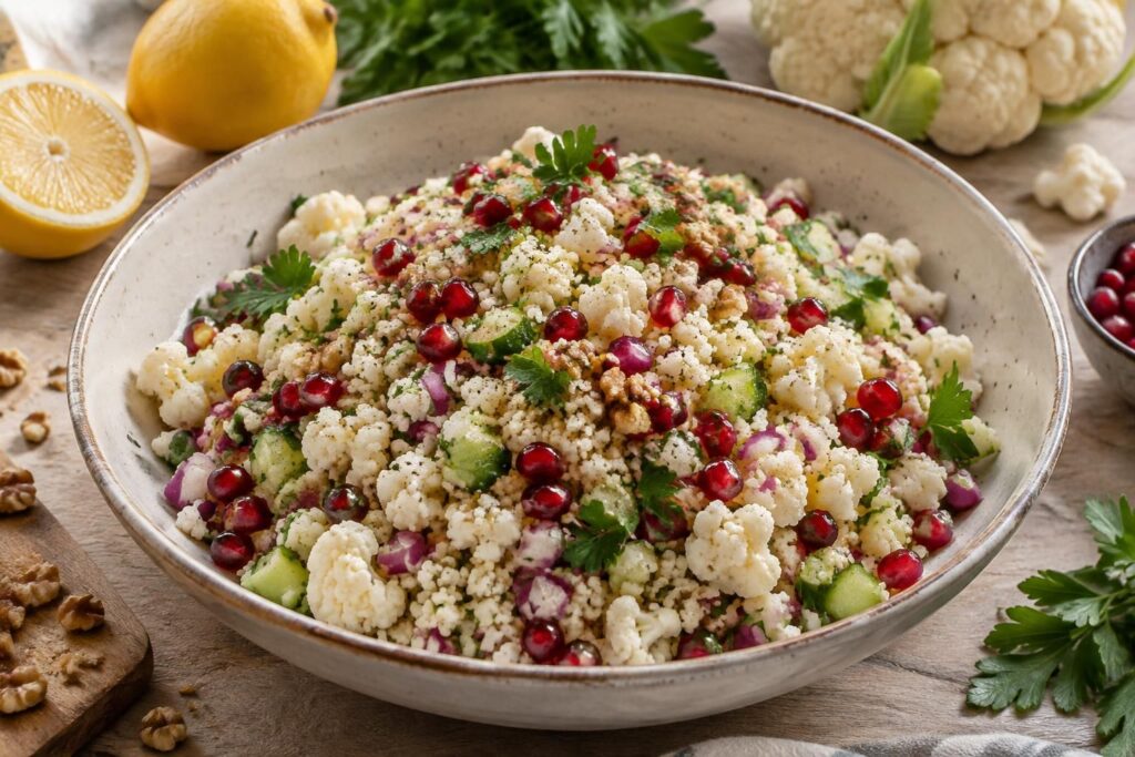Taboulé d’hiver revisité avec chou-fleur pour un plat sain et savoureux